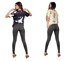 SHRIEZ Oversized Tshirt for Ladies Black Flower & Future T-Shirt Combo (Large)-thumb1