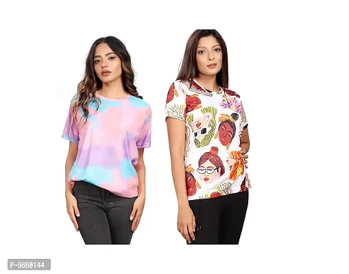 SHRIEZ Oversized T-Shirt for Women, T-Shirt for Women/Girls Pack of 2
