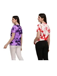 SHRIEZ T-Shirt Over Size Lycra Printed Round Neck T-Shirt with Half-Sleeves for Woman Girls? {Pack of 2} (M, Purple-Red)-thumb2