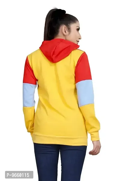 SHRIEZ Colorblock Hoodie for Women, Multicolor Hoodie for Winter Yellow-thumb3