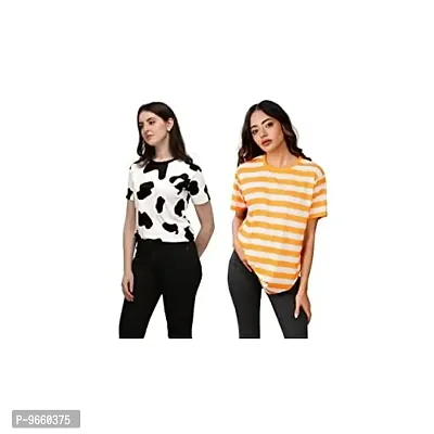 SHRIEZ Oversized T-Shirt for Women, T-Shirt Combo for Women/Girls Pack of 2