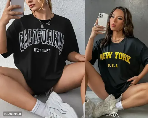 Trendy Printed Oversized Women T-Shirt - Pack Of 2