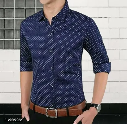 Reliable Blue Cotton Solid Long Sleeve Casual Shirts For Men-thumb0