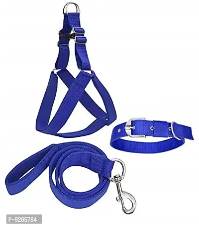 Combo of 3 Pack Blue Dog Harness + Collar + Belt Set 0.75nch (Small,Waterproof, Leash Size 1.5M-2M)-thumb0