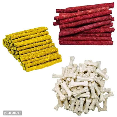 Dogacat Munchy Chew Sticks (Chicken  Mutton) Flavor Each 200Gm and Calcium 3 Inch 36 Bone, All Life Stages, Dog Treats Pet Food-thumb0