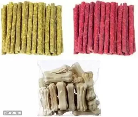 Munchy Chew Sticks (Chicken  Mutton) Flavor Each 800Gm and Calcium 3 Inch  500Bone, All Life Stages, Dog Treats Pet Food-thumb0