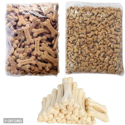 Dogacat Combo (Chicken  Mutton) Biscuit  Pressed Chew Bones 3inch 500gm Special for Dog,-thumb0
