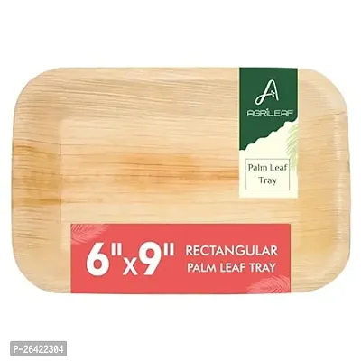 Agrileaf 6 Inches X9 Inches Palm Leaf Tray | 25 Pack - Natural And Biodegradable Areca Palm Leaf Plate - Heavy Duty Eco Friendly Disposable Dinnerware Plate For Party And Function