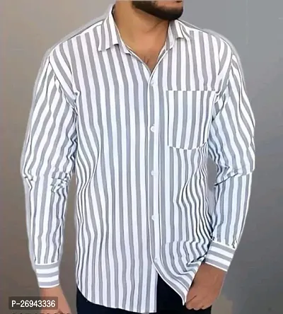 Rockmen Grey Color Strips Cotton Shirt