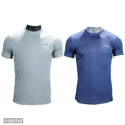 Stylish Multicoloured Cotton Blend  Round Neck Tees for Men Combo Of 2-thumb0