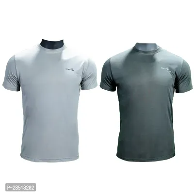 Stylish Multicoloured Cotton Blend  Round Neck Tees for Men Combo Of 2