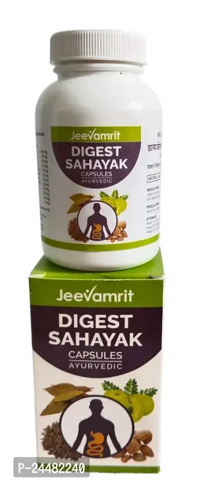 JEEVAMRIT Ayurvedic Digestive Capsules for Supports Healthy Digestion | Improves Bowel Wellness | Relieves Constipation | Pure Herbs Used, 60 Capsules for Men and Women