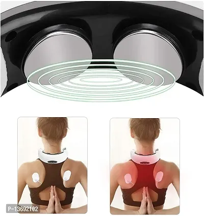 KC Kunj Creation Electric Neck Massager for Deep Tissue Pain Relief Cervical Vertebra Massager Impulse Treatment Device for Acupoint Magnetic Therapy with 2 Electrode Pads (White)-thumb3