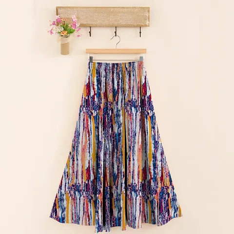 Floral Print Rayon Maxi Skirt