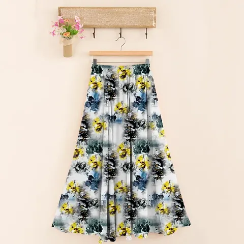 Fancy Floral Print Rayon Maxi Skirt