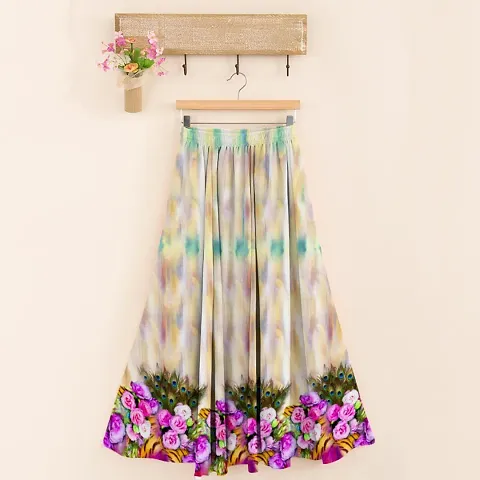 Trendy Floral Print Rayon Maxi Skirt