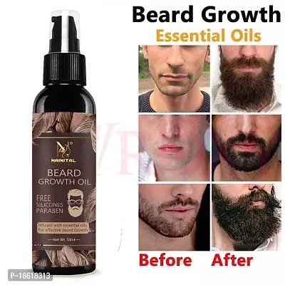 SILICON  PARABEN FREE Lighter Beard oil with Pure Beard Growth Hair Oil 100% Natural Oil Used Beard oil 50ML-thumb0