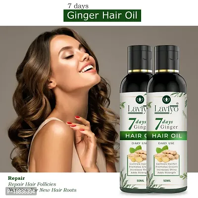 7 Days LAVIYO Ginger Germinal Hair Growth Essence Oil: The Ultimate Hair Growth Formula 50ML (PACK OF 2)
