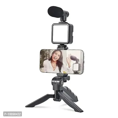 EL SMO Camera Video Recording Vlogging Kit for Video Making, Mic, Mini Tripod Stand, LED Light  Phone Holder Clip for Making Videos Podcasting-thumb2