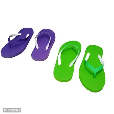 FAST GO WOMWN COMBO PURPLE/GREEN COLOUR FLIP FLOPS SLIPPERS WOMEN CASUAL CHAPPALS BATHROOM FOOTWEAR PERFECT FLIPFLOPS FOR DAILY WEAR WALKING SLIEEPERS SLIIDES INDOOR OUTDOOR FOOTWEAR-thumb2