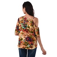 Multicoloured Crop Length Printed Crepe Tops For Women's-thumb1