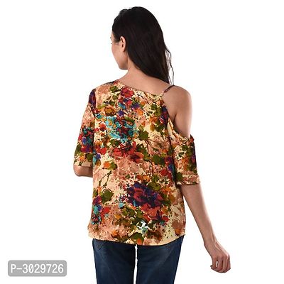 Multicoloured Crop Length Printed Crepe Tops For Women's-thumb2