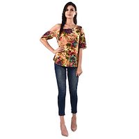 Multicoloured Crop Length Printed Crepe Tops For Women's-thumb2