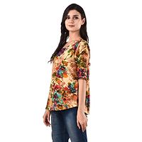 Multicoloured Crop Length Printed Crepe Tops For Women's-thumb3