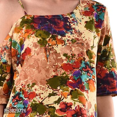 Multicoloured Crop Length Printed Crepe Tops For Women's-thumb5