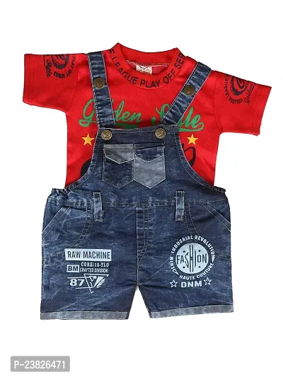 Stylish Fancy Cotton Printed Dungarees For Girls And Boys-thumb0