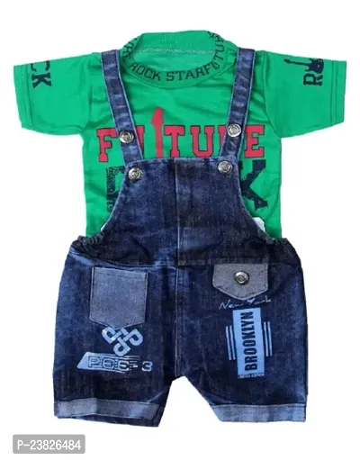 Stylish Fancy Cotton Printed Dungarees For Girls And Boys-thumb0