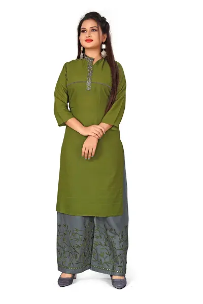 Stylish Rayon Embroidery Kurta Bottom Set