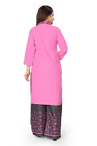 Elite Pink Rayon Embroidered Kurta with Palazzo Set For Women-thumb1