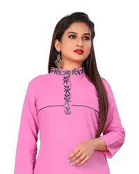 Elite Pink Rayon Embroidered Kurta with Palazzo Set For Women-thumb3