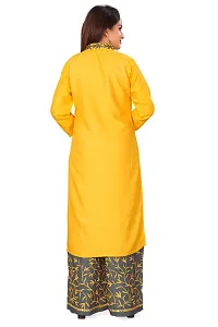 Elite Yellow Rayon Embroidered Kurta with Palazzo Set For Women-thumb1