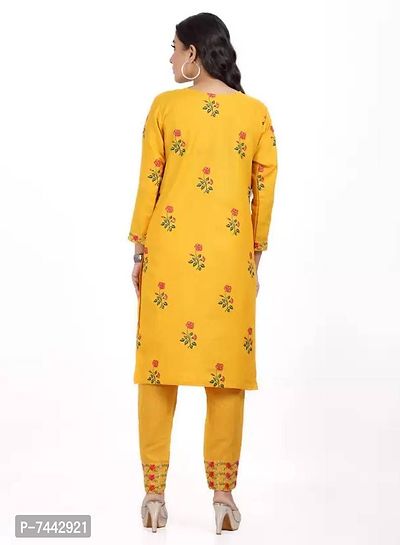 Yellow Cotton Embroidered Kurtas For Women-thumb2