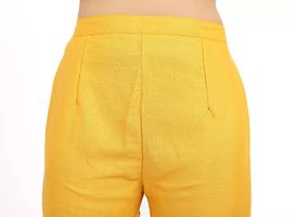 Yellow Cotton Embroidered Kurtas For Women-thumb4