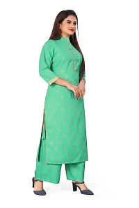 Elite Green Cotton Embroidered Kurta with Pant Set For Women-thumb2