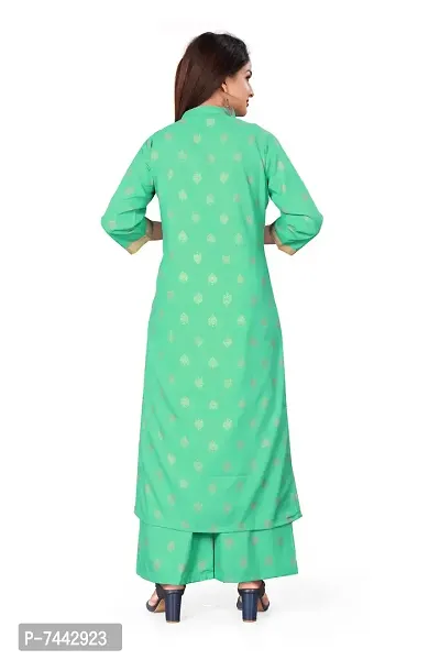 Elite Green Cotton Embroidered Kurta with Pant Set For Women-thumb2