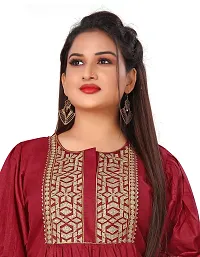 Elite Maroon Cotton Embroidered Kurta with Pant Set For Women-thumb3