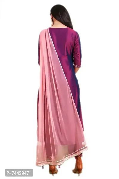 Elite Purple Cotton Embroidered Kurta with Pant And Dupatta Set For Women-thumb3
