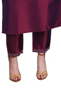Elite Purple Cotton Embroidered Kurta with Pant And Dupatta Set For Women-thumb5