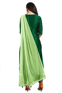 Elite Green Cotton Embroidered Kurta with Pant And Dupatta Set For Women-thumb1