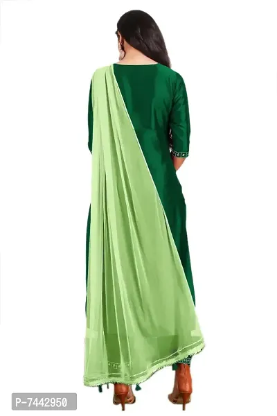 Elite Green Cotton Embroidered Kurta with Pant And Dupatta Set For Women-thumb2