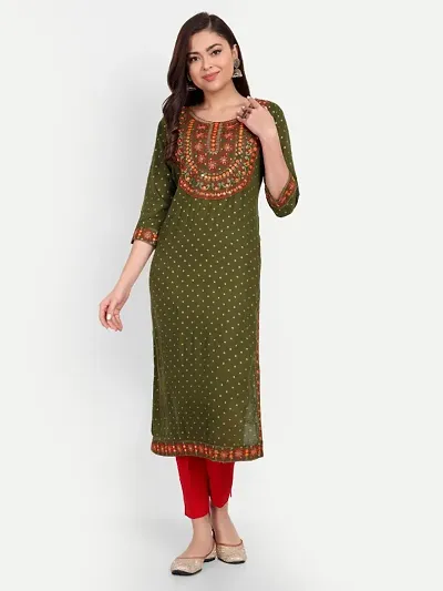 Trendy Cotton Blend Straight Printed Kurtis