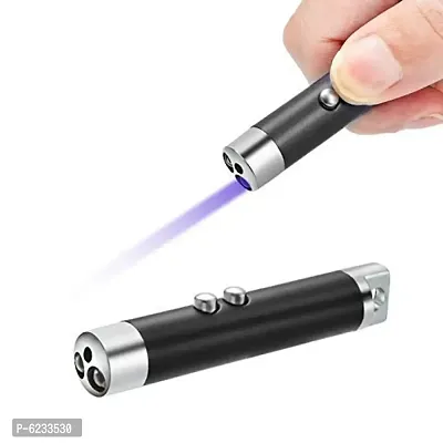 3 in 1 Laser Pointer,LaserTorch with Emergency Hazard LED Light and Key Chain Hook (Multicolor) with 3 Button Size Cells-thumb5