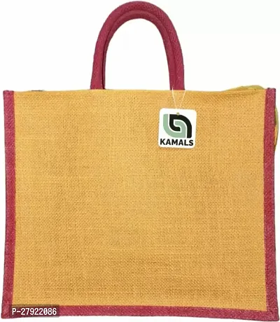 Women Multicolor Handbag EcoFriendly Jute Bag with Zip Closure Multipurpose Bag