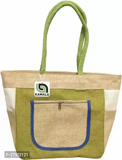 Women Multicolor Handbag EcoFriendly Jute Bag with Zip Closure Multipurpose Bag