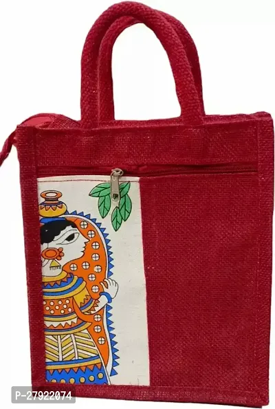 Women Multicolor Handbag EcoFriendly Jute Bag with Zip Closure Multipurpose Bag-thumb0