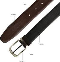 Genuine Leather Slim Textured Reversible Leather Black  Brown Belt For Men-thumb1